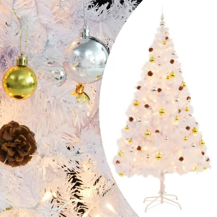 vidaXL Kunstkerstboom met verlichting en kerstballen 210 cm wit