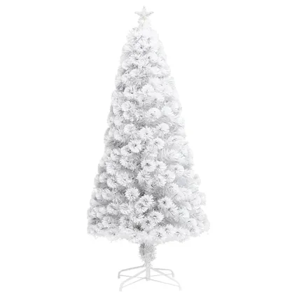 vidaXL Kunstkerstboom met verlichting 150 cm glasvezel wit 3