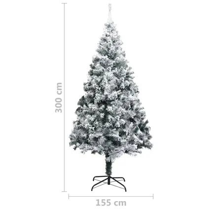 vidaXL Kunstkerstboom met sneeuwvlokken 300 cm PVC groen 8