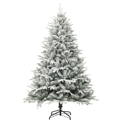 vidaXL Kunstkerstboom met sneeuwvlokken 150 cm PVC en PE groen 2