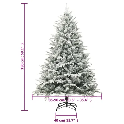 vidaXL Kunstkerstboom met sneeuwvlokken 150 cm PVC en PE groen 6
