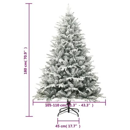 vidaXL Kunstkerstboom met sneeuwvlokken 180 cm PVC en PE groen 6