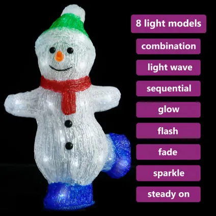 vidaXL Kerstfiguur sneeuwman LED binnen en buiten 30 cm acryl 3