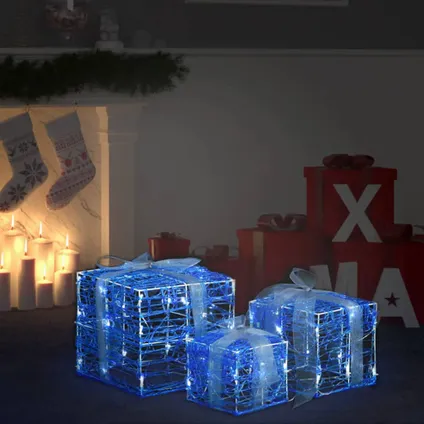 vidaXL Boîtes-cadeaux de Noël décoratives 3 pcs Acrylique Blanc 2