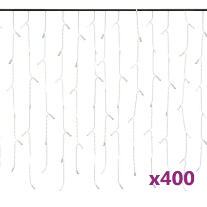 vidaXL Rideau lumineux à glaçons LED 10m 400LED Blanc chaud