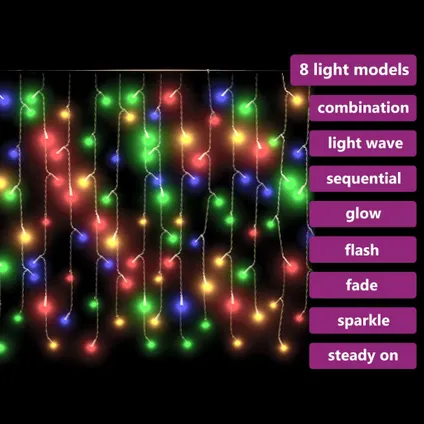 vidaXL Rideau lumineux à glaçons LED 10m 400LED Multicolore 5