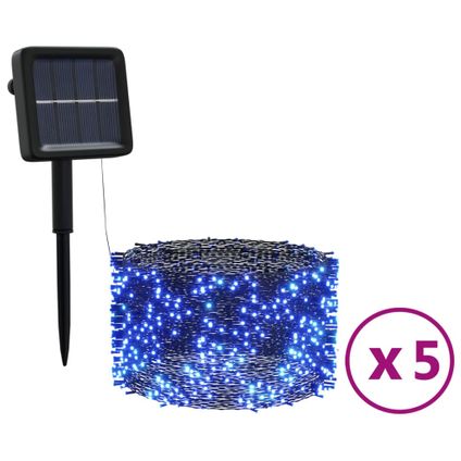 vidaXL Lampes solaires 5 pcs 5x200 LED Bleu Intérieur Extérieur