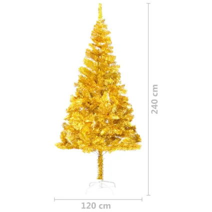 vidaXL Kunstkerstboom met standaard 240 cm PET goudkleurig 6