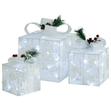 vidaXL Boîtes-cadeaux de Noël décoratives 3 pcs Extérieur