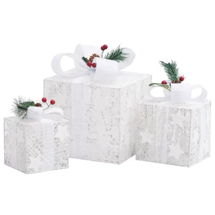 vidaXL Kerstdecoratie geschenkdozen 3 st binnen/buiten wit 4