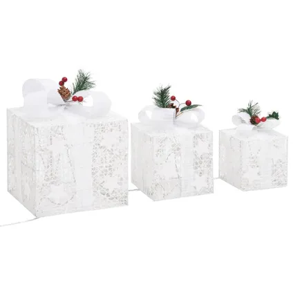 vidaXL Kerstdecoratie geschenkdozen 3 st binnen/buiten wit 5
