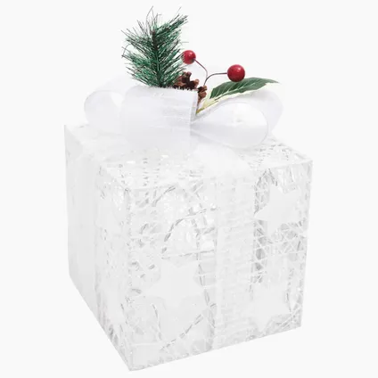 vidaXL Kerstdecoratie geschenkdozen 3 st binnen/buiten wit 7