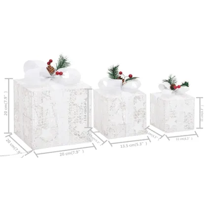 vidaXL Boîtes-cadeaux de Noël décoratives 3 pcs Extérieur 9