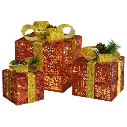 vidaXL Boîtes-cadeaux de Noël décoratives 3 pcs Extérieur