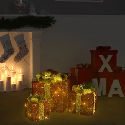 vidaXL Kerstdecoratie geschenkdozen 3 st binnen/buiten rood 2