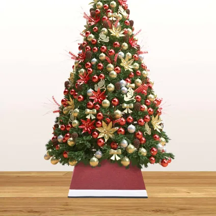 vidaXL Kerstboomrok 48x48x25 cm rood en wit 3
