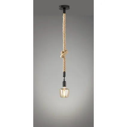 Fischer & Honsel hanglamp Rope zwart ⌀12cm E27 2