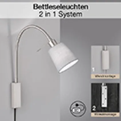 Fischer & Honsel wandlamp lichtgrijs E14 10W 3
