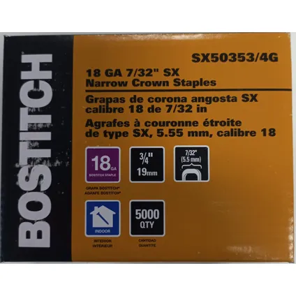Agrafes Bostitch SX50353/4G 18 ga 5000 pcs