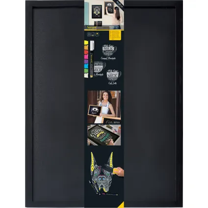 Securit krijtbord Woody MDF zwart 60x80cm met krijtmarker en montagekit 5