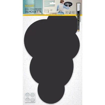 Tableau noir Securit Silhouet Nuage noire avec marqueur craie et bandes de montage 7