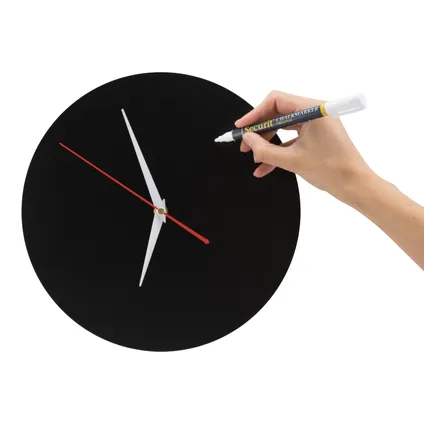 Tableau noir Securit Horloge noire ⌀27cm avec marqueur craie et bandes de montage 4