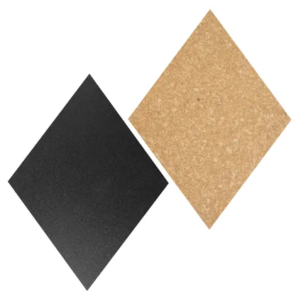 Set de tableau de liège et tableau noir Securit Diamant 7 pcs avec marqueur craie, punaises et bandes de montage