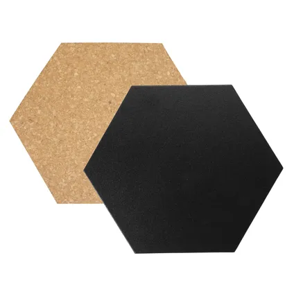 Set de tableau de liège et tableau noir Securit Hexagon 7 pcs avec marqueur craie, punaises et bandes de montage 2