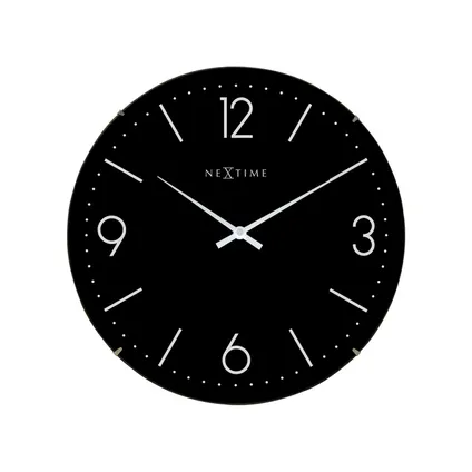 NeXtime - Horloge murale - Ø 35 cm - Vitre en dôme -Noir - 'Basic Dome'