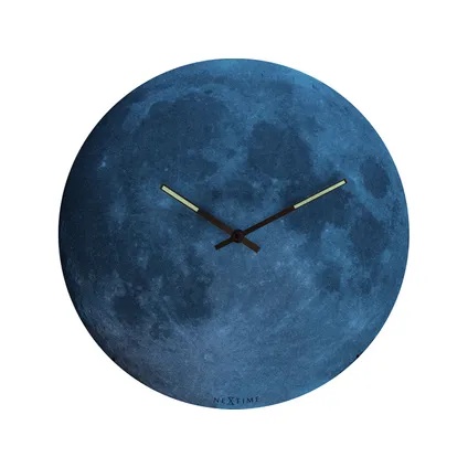 NeXtime - Horloge murale - Ø 35 cm - Vitre en dôme - Brille dans le noir - 'Blue Moon dome' 2