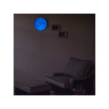 Wandklok NeXtime Ø 35 cm, bol glas, 'blauw Moon dome' 8