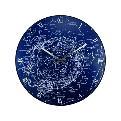 NeXtime - Horloge murale - Ø 35 cm - Vitre en dôme - Brille dans le noir - 'Milky Way dome'