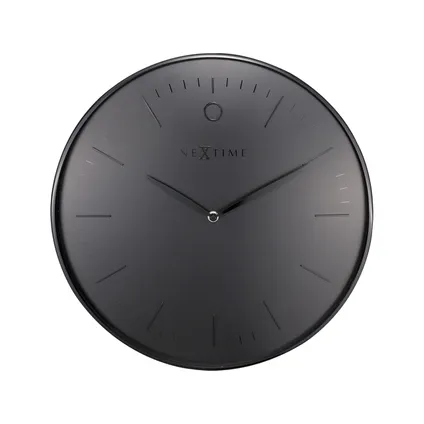 NeXtime - Horloge murale - Ø 40 cm Métal - Verre en forme de dôme - Noir 'Glamour'