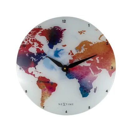 NeXtime - Horloge murale - Ø 43 cm - Verre Plusieurs couleurs 'Colorful World'