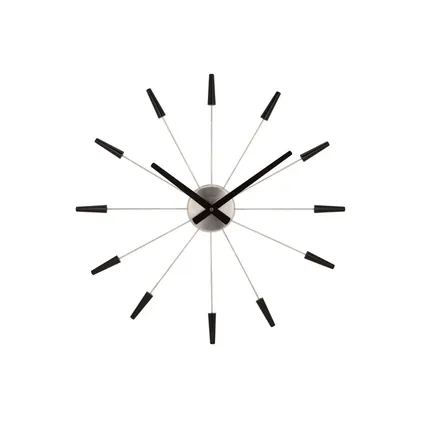 NeXtime - Horloge murale - Ø 58 cm - Acier inoxydable - Plastique - Noir - "Plug Inn"