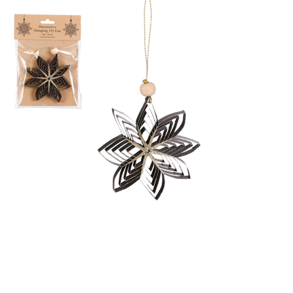 Ornament ster zwart 1,5x10cm