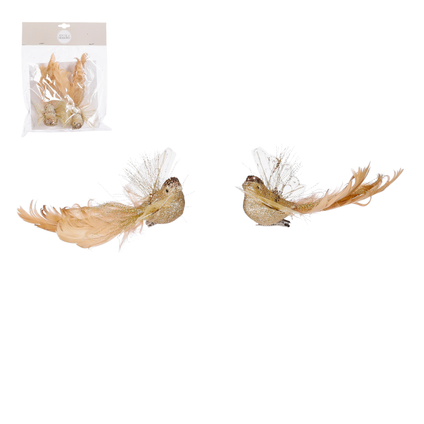 Décoration oiseaux Decoris clips 16x6x5cm 2pièces