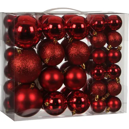 Kerstballen rood 46st