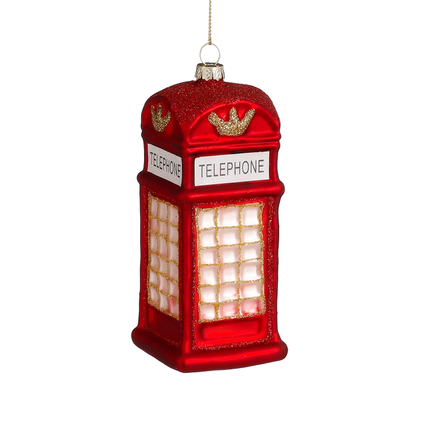 Ornament phone booth rood 6x6x14cm