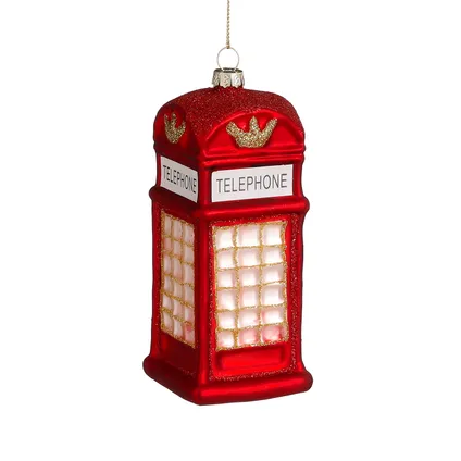 Ornement phone booth rouge - l6xb6xh14cm