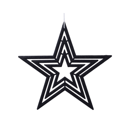 Pendentif de Noël Decoris étoile noir 37,5cm