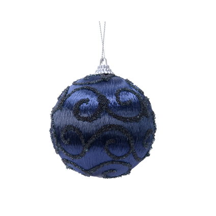 Boule de Noël Decoris volute mousse bleu 8cm