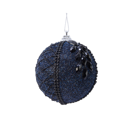 Boule de Noël Decoris feuille mousse bleu 8cm