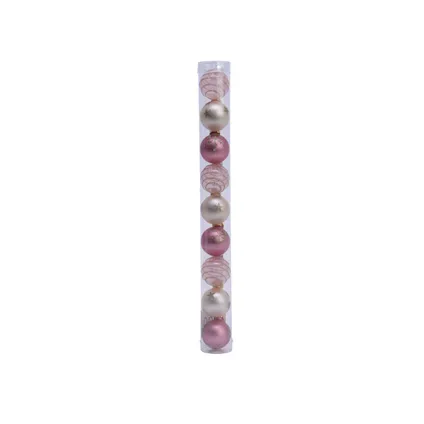 Decoris kerstbal glas roze 3cm 9 stuks
