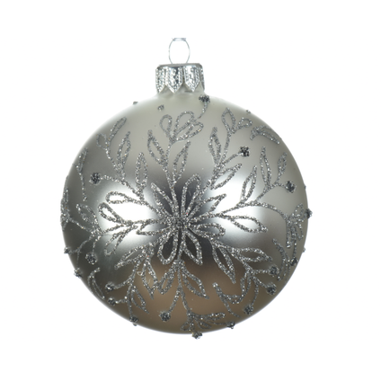 Boule de Noël Decoris flocon de neige verre argent 8cm