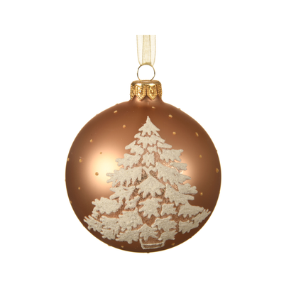 Boule de Noël Decoris arbre verre caramel 8cm