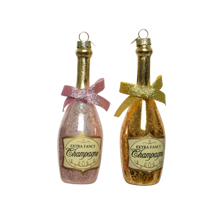 Decoris kersthanger champagnefles roze-goud 13,5cm diversen