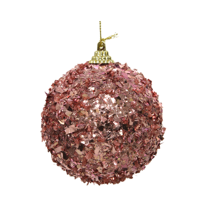 Boule de Noël Decoris mousse pailleté rose 8cm