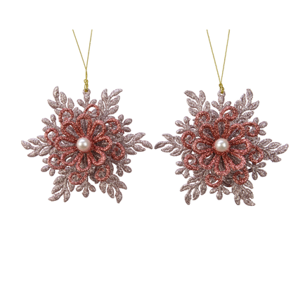 Decoris kersthanger bloem glitter multi 12,5cm diversen