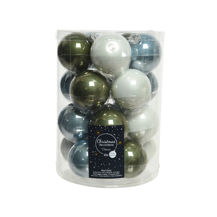 Decoris kerstballen mix groen/blauw/wit Ø6cm 20st